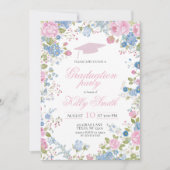Blue Forget Me Not Graduation Party Invite Kaart (Voorkant)