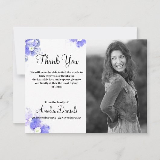 Blue Forget-me-not in memory bedankje Kaart (Voorkant)