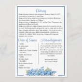 Blue Forget-me-nots Celebrating Life - Funeral Programmakaart (Achterkant)