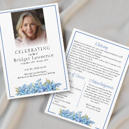 Blue Forget-me-nots Celebrating Life - Funeral Programmakaart