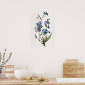 Blue Forget Me Nots Flower Art Print Poster (Keuken)