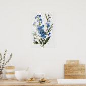 Blue Forget Me Nots Flower Art Print Poster (Keuken)