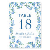 Blue Forget Me Nots - Namen & Trouwdatum Kaart (Achterkant)