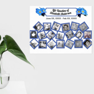 Blue Forget Me Nots Timeline Photo Collage Poster