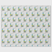 Blue Forklift Truck Art Patroon Cadeaupapier (Vlak)