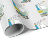 Blue Forklift Truck Art Patroon Cadeaupapier (Rol Hoek)