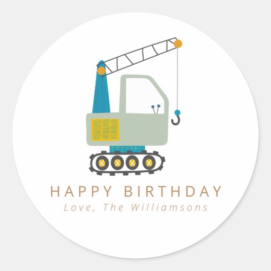 Blue Forklift Truck Art Persoonlijk Birthday Ronde Sticker (Voorkant)