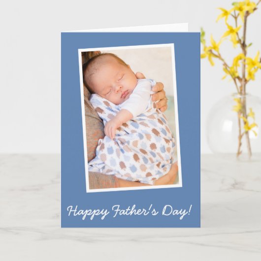 Blue FOTO Custom Happy Fathers Day-kaarten Kaart (Gele Bloem)