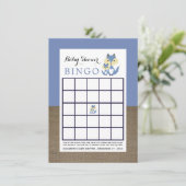 Blue Fox Burlap Baby shower Bingo Kaart (Staand voorkant)