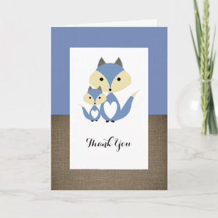 Blue Fox Burlap Baby shower Hartelijk dank Bedankkaart