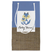 Blue Fox Burlap Baby shower Klein Cadeauzakje (Voorkant)