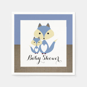 Blue Fox Burlap Baby shower Servetten