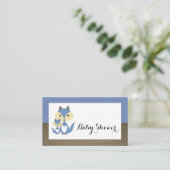 Blue Fox Burlap Baby shower Ticket Invitation Informatiekaartje (Staand voorkant)