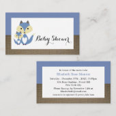 Blue Fox Burlap Baby shower Ticket Invitation Informatiekaartje (Voorkant / Achterkant)