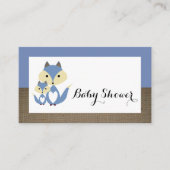 Blue Fox Burlap Baby shower Ticket Invitation Informatiekaartje (Voorkant)