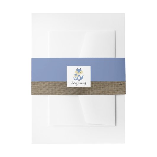 Blue Fox Burlap Baby shower Uitnodigingen Wikkel (Voorkant Voorbeeld)