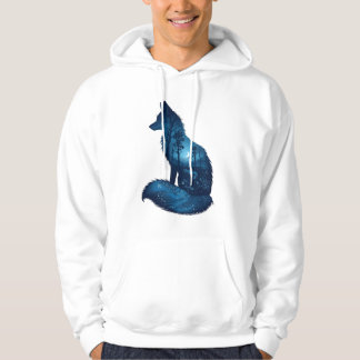 Blue Fox Double Exposure | Maanverlichte natuur ho Hoodie