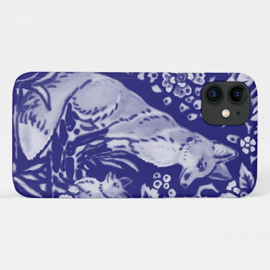  Blue Fox Tile Art Unique Woodland Animal Delft Case-Mate iPhone Case (Achterkant (horizontaal))