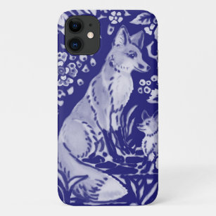  Blue Fox Tile Art Unique Woodland Animal Delft Case-Mate iPhone Case