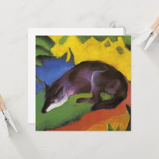 Blue Fox (van Franz Marc) Kaart (Voorkant / Achterkant in situ)