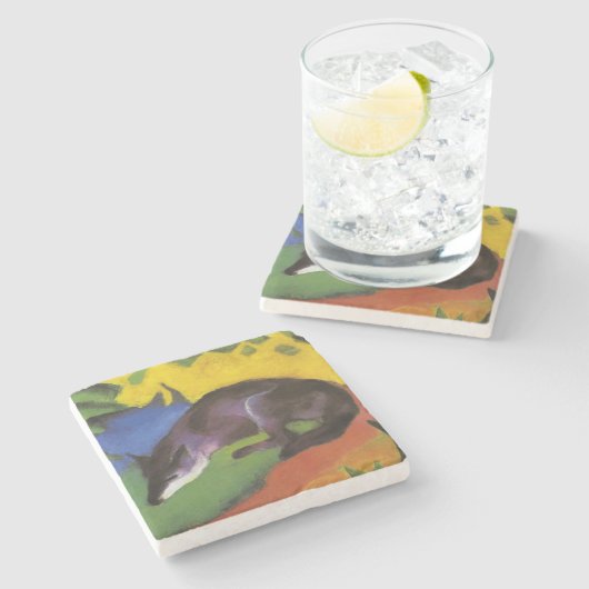 Blue Fox (van Franz Marc) Stenen Onderzetter (Zijkant)