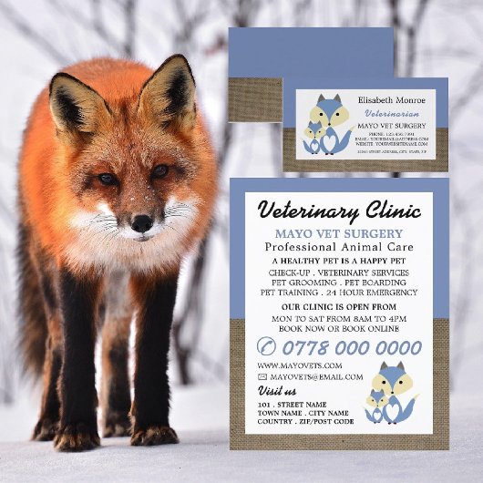 Blue Fox, Veterinarian, Veterinary Service Flyer