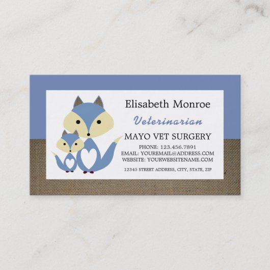 Blue Fox, Veterinarian, Veterinary Service Visitekaartje (Voorkant)