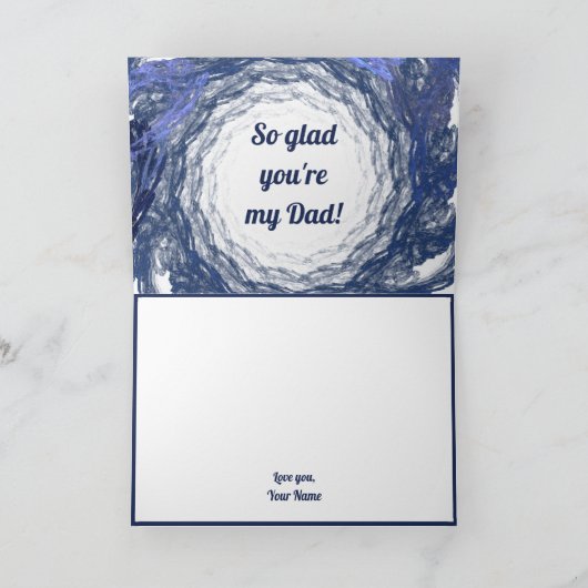 Blue Fractal Art Circle Lijst Happy Vaderdag Kaart (Binnen)