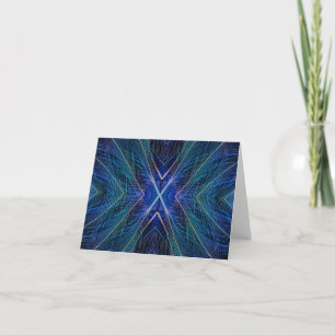 Blue Fractal Feather Design Notitiekaartje