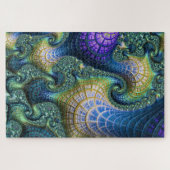 Blue Fractal Holographic Architecture Spirals Legpuzzel (Horizontaal)