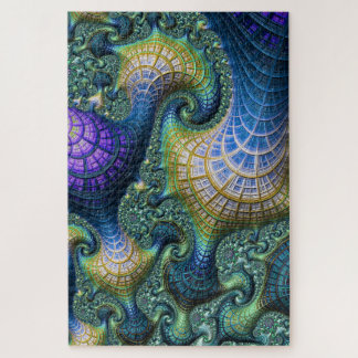 Blue Fractal Holographic Architecture Spirals Legpuzzel