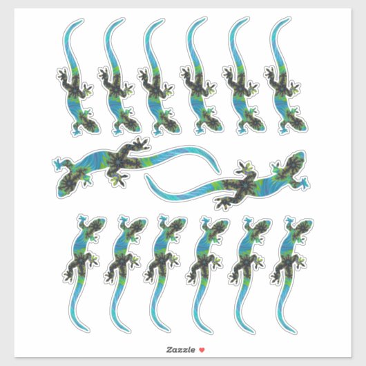 Blue Fractal Lizards in toegewezen formaten Sticker (Vel)