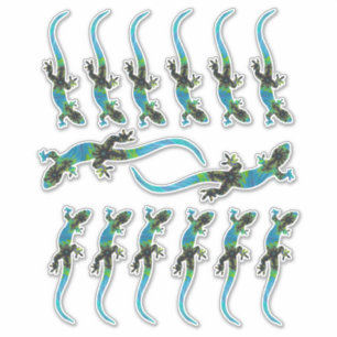 Blue Fractal Lizards in toegewezen formaten Sticker