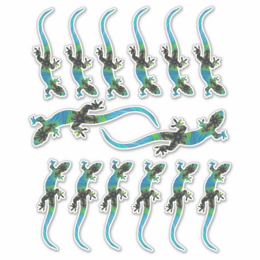 Blue Fractal Lizards in toegewezen formaten Sticker (Voorkant)