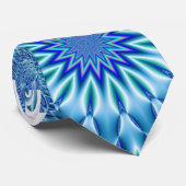 Blue Fractal Mandala Mannen Dress Stropdas (Opgerold)
