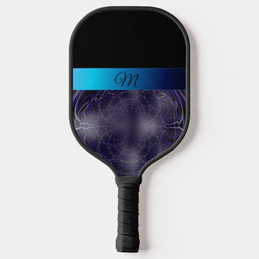 Blue Fractal Monogram Pickleball Paddle (Achterkant)