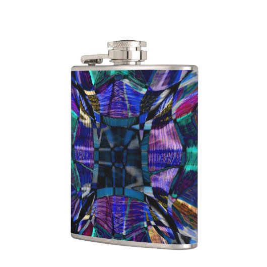 Blue Fractal Pattern Heupfles (Links)