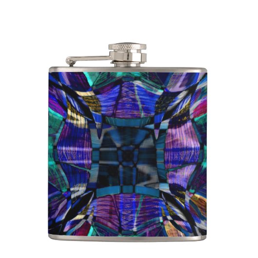 Blue Fractal Pattern Heupfles (Voorkant)