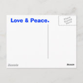 Blue Fractal & Peace Sign Fine Art Briefkaart (Achterkant)