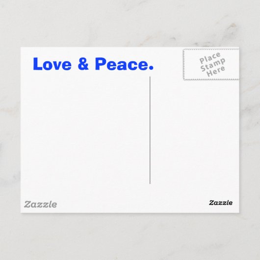 Blue Fractal & Peace Sign Fine Art Briefkaart (Achterkant)