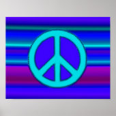 Blue Fractal & Peace Sign Poster (Voorkant)