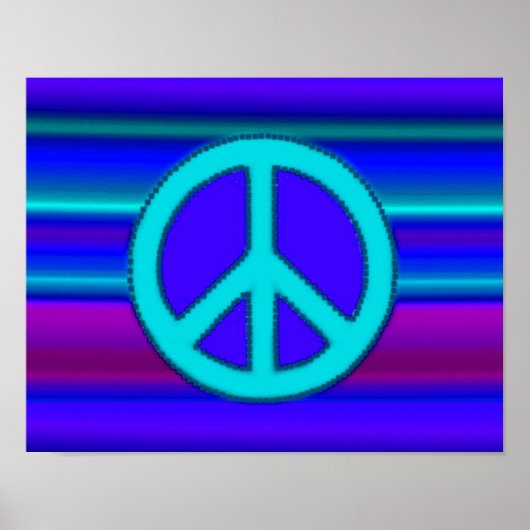 Blue Fractal & Peace Sign Poster (Voorkant)