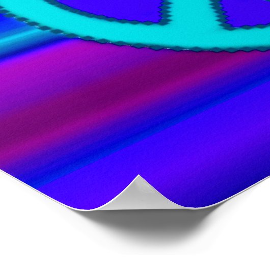 Blue Fractal & Peace Sign Poster (Hoek)