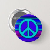 Blue Fractal & Peace Sign Ronde Button 5,7 Cm (Voorkant /achterkant)
