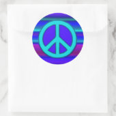 Blue Fractal & Peace Sign Ronde Sticker (Tas)