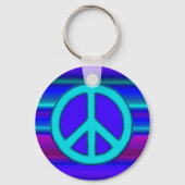 Blue Fractal & Peace Sign Sleutelhanger (Voorkant)