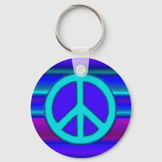 Blue Fractal & Peace Sign Sleutelhanger (Voorkant)