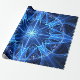 Blue Fractal Star Wrapping Paper Cadeaupapier