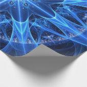 Blue Fractal Star Wrapping Paper Cadeaupapier (Hoek)