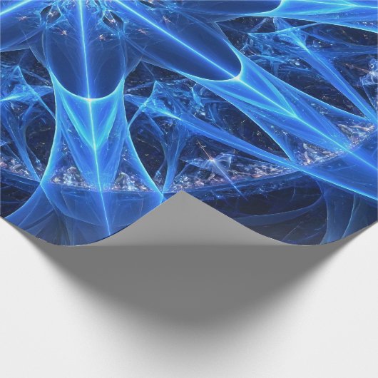 Blue Fractal Star Wrapping Paper Cadeaupapier (Hoek)